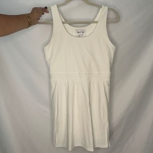 white workout romper built shorts mini activewear Sadie and sage